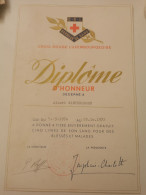 Diplôme Croix Rouge Luxembourgeoise, Signé Par La Grand-Duchesse Josephine Charlotte De Luxembourg - Lettres & Documents