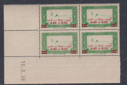 Algérie N° 147  XX Anniv. Armistice En Bloc De 4 Coin Daté Du 19 . 6 . 36 ; Sans Trait, Sans Charnière, TB - Neufs