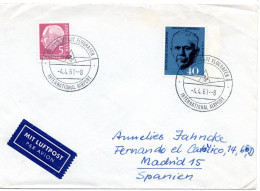 70537 - Bund - 1961 - 40Pfg Marshall MiF A LpBf STUTTGART FLUGHAFEN -> Spanien - Storia Postale
