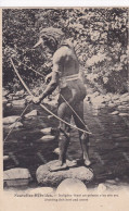 Nude Canaque Tribe In  New Hebrides   Fishing With A Bow And Arrow . Chasse à L' Arc . Cachet Vila 1909 - Oceanía