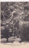 Nude Canaque Tribe In  New Hebrides   Fishing With A Bow And Arrow . Chasse à L' Arc . Cachet Vila 1909 - Oceania