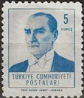 TURKEY 1961 Kemal Ataturk - 5k - Blue MNG - Unused Stamps