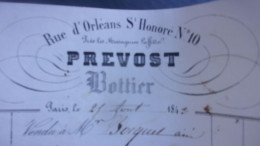 1843  PARIS RUE D ORLEANS ST HONORE N°10 PREVOST BOTTIER - 1800 – 1899