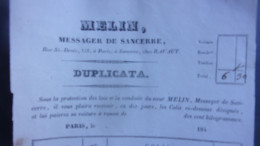 1840 MELIN MESSAGER DE SANCERRE RUE ST DENIS A PARIS  CHEZ RAVAUT A SANCERRE - 1800 – 1899