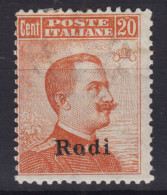 COLONIE EGEO RODI 1921-22 20 CENTESIMI N.12 G.O MH* - Aegean (Rodi)