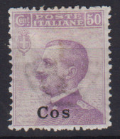 COLONIE EGEO COO 1912 50 CENTESIMI N.7 G.O MH* CENTRATO - Egeo (Coo)