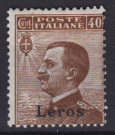 COLONIE EGEO LERO 1912 40 CENTESIMI N.6 G.O MH* CENTRATO - Ägäis (Lero)