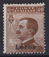 COLONIE EGEO LERO 1912 40 CENTESIMI N.6 G.O MH* CENTRATO - Egeo (Lero)