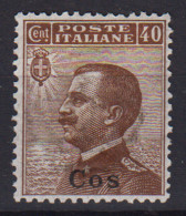 COLONIE EGEO COO 1912 40 CENTESIMI N.6 G.O MH* CENTRATO - Egeo (Coo)