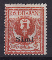 COLONIE EGEO SIMI 1912 2 CENTESIMI N.1 G.O MH* - Aegean (Simi)