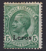 COLONIE EGEO LERO 1912 5 CENTESIMI N.2 G.O MH* - Ägäis (Lero)