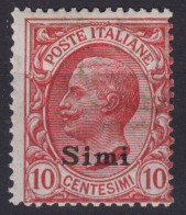 COLONIE EGEO SIMI 1912 10 CENTESIMI N.3 G.O MH* - Egeo (Simi)