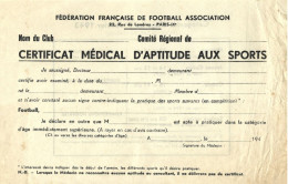 Certificat Médical D'Aptitude Aux Sports, Fédération Française De Football Association - 1943 - Autres & Non Classés