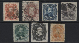 Brazil (41) 1876 Emperor Dom Pedro II Rouletted Set. Used. Hinged. - Usati