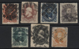 Brazil (42) 1876 Emperor Dom Pedro II Rouletted Set. Used. Hinged. - Gebraucht