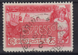 SAN MARINO 1907 25 CENTESIMI N.1 USATO BEN CENTRATO - Used Stamps