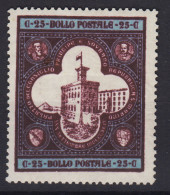 SAN MARINO 1894 PALAZZO DEL GOVERNO 25 CENTESIMI N.24 G.O MH* - Unused Stamps