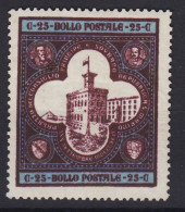 SAN MARINO 1894 PALAZZO DEL GOVERNO 25 CENTESIMI N.24 G.O MH* - Ongebruikt