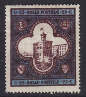 SAN MARINO 1894 PALAZZO DEL GOVERNO 25 CENTESIMI N.24 G.O MH* MANCANZA DI GOMMA - Unused Stamps