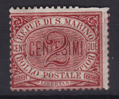 SAN MARINO 1894-99 STEMMA 2 CENTESIMI N.26 G.I MNH**  DIFETTOSO - Ongebruikt