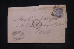 ROYAUME UNI - Perforé Sur Lettre De Londres Pour Paris En 1884 - L 147527 - Brieven En Documenten