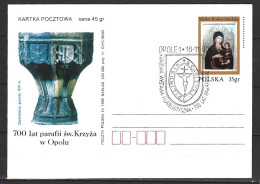 POLOGNE. Carte Commémorative De 1995. Fonts Baptismaux Gothiques D'Opole. - Archéologie