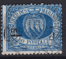 SAN MARINO 1892 5 C. SU 10 C. AZZURRO VARIETA' N.8x USATO - Nuevos