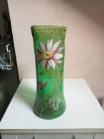 Vase Legras émaillé Vers 1900 Hauteur 28 Cm Vert - Vasen