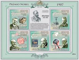 Guinea Bissau 2009, Nobel Prices 1907, Kiplik, Moneta, Laveran, Buchner, 5val In BF - Chemie