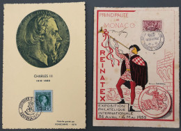 Monaco, 2 Cartes Commémoratives - (A1727) - Storia Postale