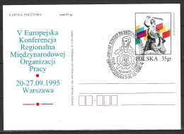 POLOGNE. Carte Commémorative De 1995.Conférence Régionale Européenne De L'Organisation Internationale Du Travail. - IAO