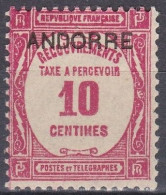 Andorre Français 1931-1932 Taxe N° 10 MH  10 Centimes Rose    (J10) - Unused Stamps