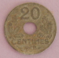 FRANCE ETAT FRANCAIS 20 CENTIMES ANNEE 1942 VOIR 2 SCANS - 20 Centimes