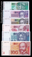 Croacia Set 6 Banknotes 5 10 10 20 50 100 Kuna 1993-1995 Pick 28-36 Same Number Sc Unc - Croatie