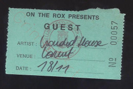 Crowded House - 18 November 1991 - Vooruit Gent (BE) - Concert Ticket - Concerttickets