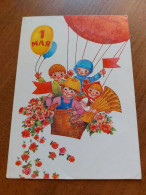 Old USSR Postcard , 1ST OF MAY By Manilova - 1985 Space Cosmonaut - Espace