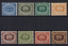 SAN MARINO 1892-94 SERIETTA CIFRA E STEMMI 8 V. G.O MLH* - Ungebraucht