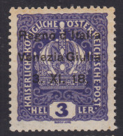 OCCUPAZIONI VENEZIA GIULIA 1918 3 HELLER N.1 G.O MH* - Venezia Giulia