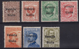 OCCUPAZIONI VENEZIA GIULIA 1918-19 SERIETTA SOPRASTAMPATA G.O MH* - Venezia Giuliana