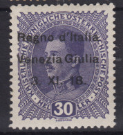 OCCUPAZIONI VENEZIA GIULIA 1918 30 HELLER N.9 G.O MH* - Venezia Giuliana