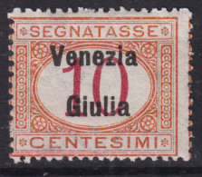 OCCUPAZIONI VENEZIA GIULIA 1918 SEGNATASSE 10 CENTESIMI N.2 G.O MH* - Venezia Giulia