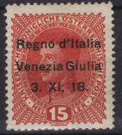 OCCUPAZIONI VENEZIA GIULIA 1918 15 HELLER N.5 G.O MH* - Venezia Giuliana