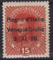 OCCUPAZIONI VENEZIA GIULIA 1918 15 HELLER N.5 G.O MH* - Venezia Giulia