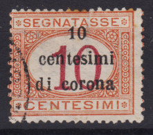 OCCUPAZIONI TRENTO E TRIESTE 1919 SEGNATASSE 10 C. SU 10 C. N.1 USATO - Trento & Trieste