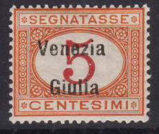 OCCUPAZIONI VENEZIA GIULIA 1918 SEGNATASSE 5 CENTESIMI N.1 G.I MNH** CENTRATO - Venezia Giulia