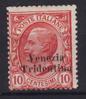 OCCUPAZIONI TRENTINO ALTO ADIGE 1918 VENEZIA TRIDENTINA 10 CENT. N.22 G.O MH* - Trentin