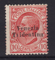 OCCUPAZIONI TRENTINO ALTO ADIGE 1918 VENEZIA TRIDENTINA 10 CENT. N.22 G.O MH* - Trentino