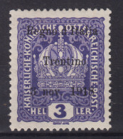 OCCUPAZIONI TRENTINO ALTO ADIGE 1918 3 HELLER N.1 G.O MH* - Trente