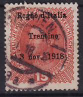 OCCUPAZIONI TRENTINO ALTO ADIGE 1918 15 HELLER N.6 USATO - Trentino