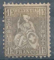 Sitzende Helvetia 36, 1 Fr. Golden *       1862 - Unused Stamps